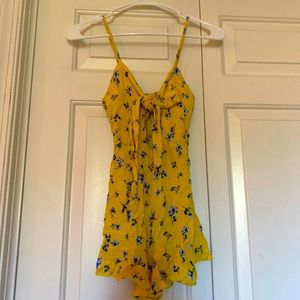Romper - Yellow with blue flowers